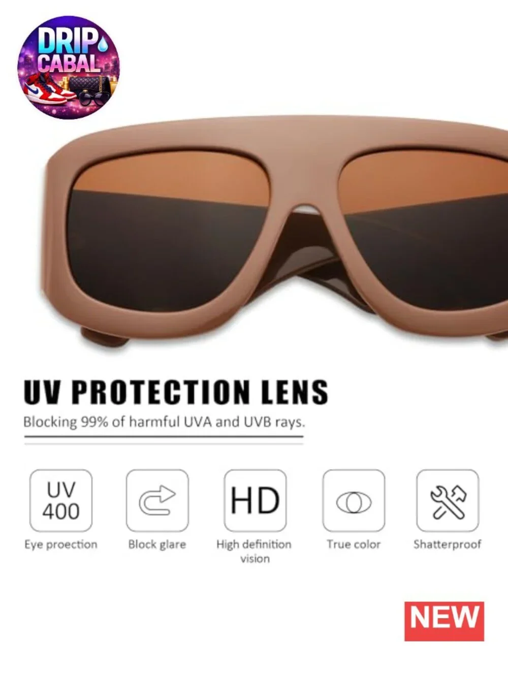 Oversized Square Sunglasses UV400 Protection Trendy Wide Fashion Shades